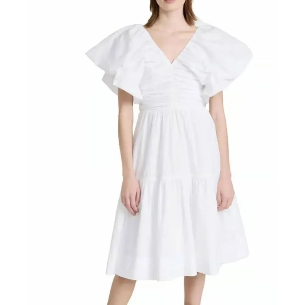 NWT BLACK HALO Tide midi short sleeve white Dress sz 2